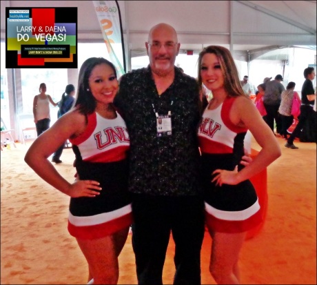 Larry with UNLV Cheerleaders at St. Rose Dominican Hospital
